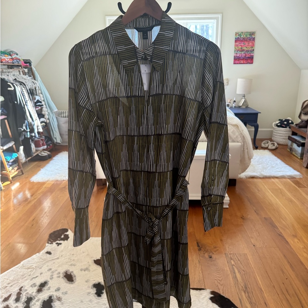 Banana Republic Black Ruffled Tiered Long Sleeve Dress